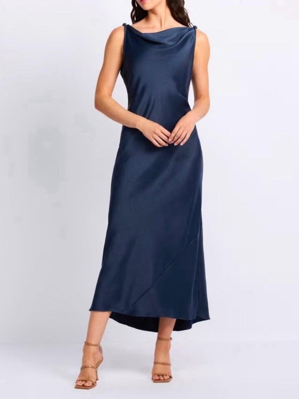 Deane Izzy Navy Satin Cowl Neck Slip Dress